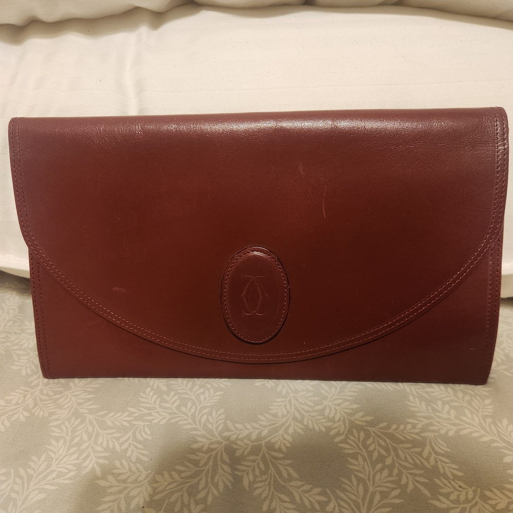 Cartier Burgundy Leather Clutch